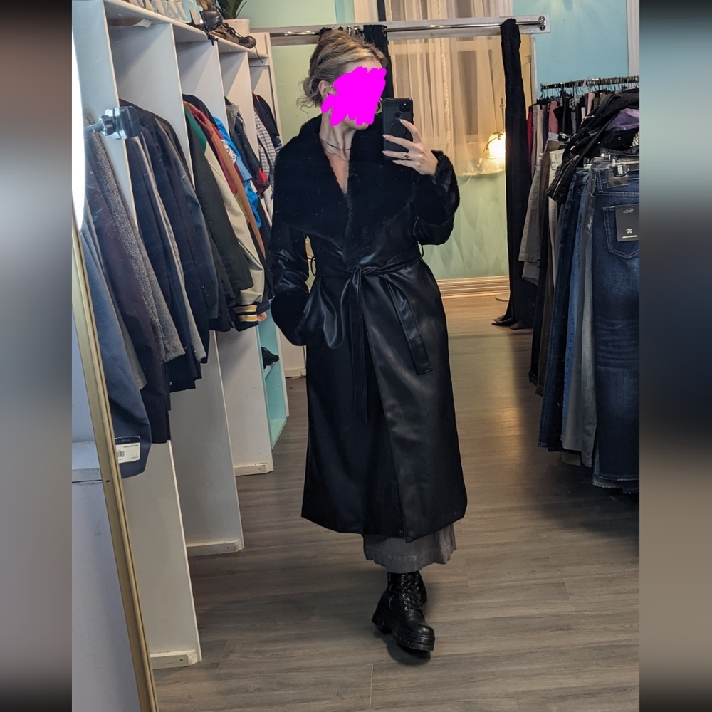 Faux Leather Trench